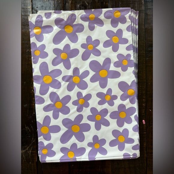(25ct) Polymailer 14.5x19 purple flowers - Picture 2 of 2